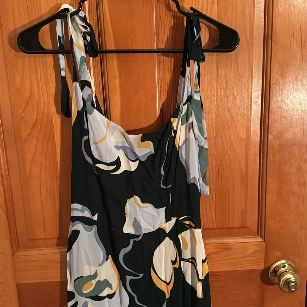 Reformation Black Floral Tie-Shoulder Midi Dress - Picture 2 of 10